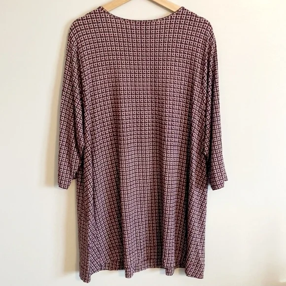 J. Jill Wearever Collection Tunic Top Maroon Medallion Floral Women's XL EUC - Picture 4 of 9